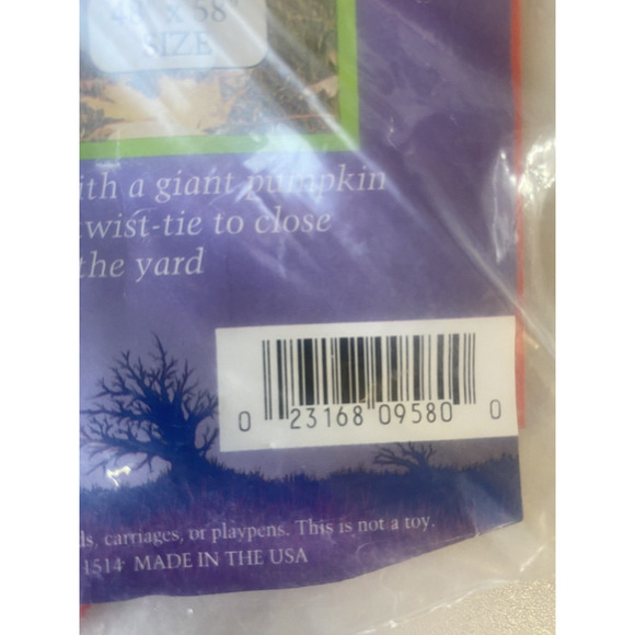 Vintage Halloween Pumpkin Leaf Lawn Bag Decoration GIANT 70 Gallon 1pk USA Made - Picture 5 of 6